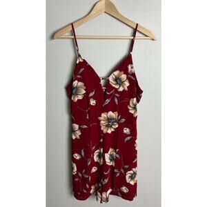 Parisian Floral Print Sleeveless Romper Red Size8 Summer Lightweight Women’s